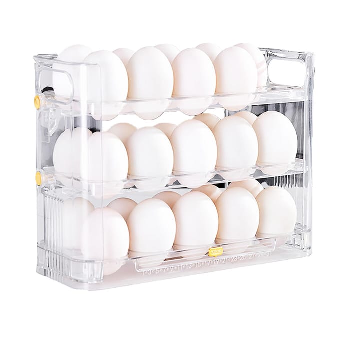 Koelkast Eierhouder Ruimtebesparende Keuken Eierorganizer Omkeerbare Installatie Plastic Ei white