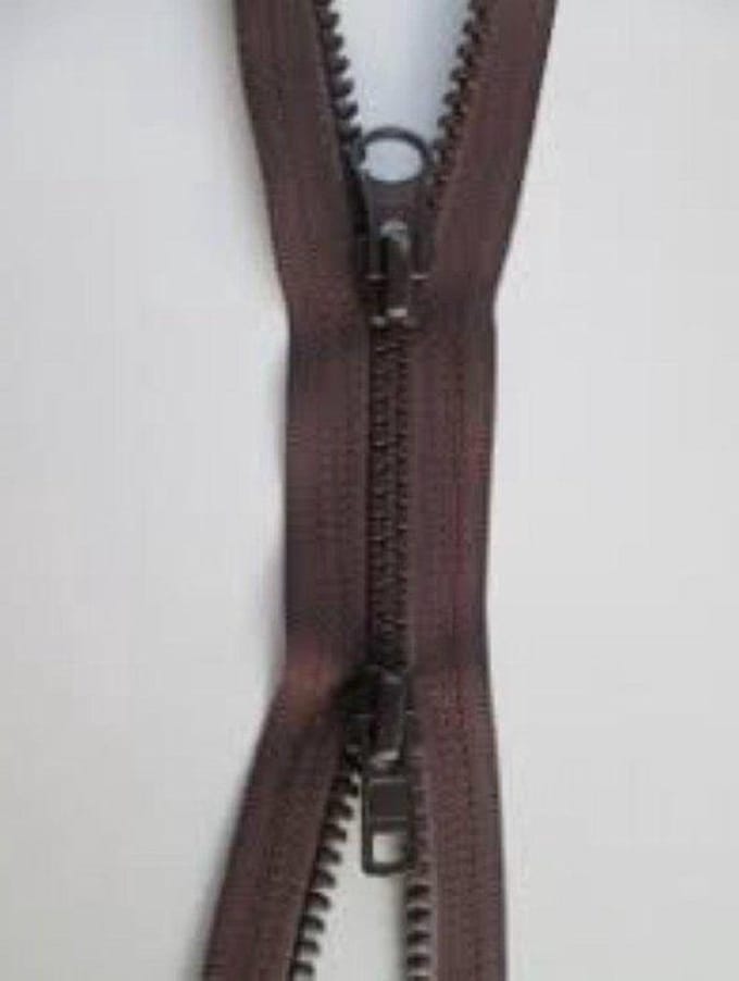 YKK DUBBEL DEELBARE RITS, Bruin, 1 METER, BLOKTANDJES, PER STUK.