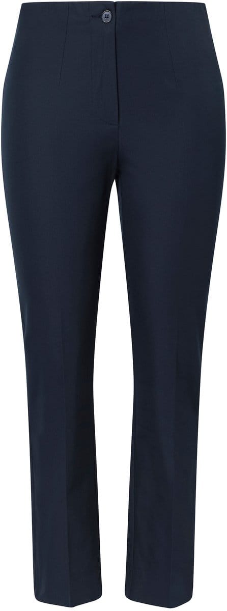 Ulla Popken - Dames - Broek rechte pijpen elastische tailleband stretch - Donkermarine - Maat 25