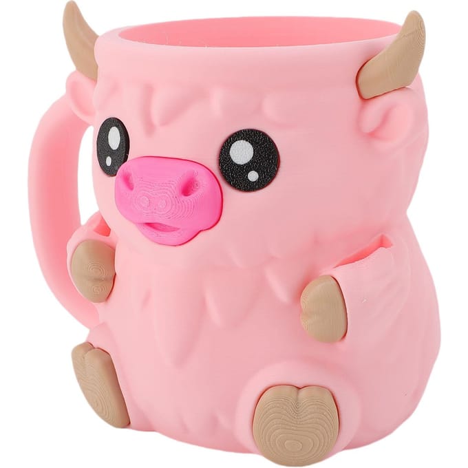 IJs Pints Houder PLA Cartoon Koe Geïsoleerd Lekvrij IJs Pints Container Bierblik Houder Beker met Lepel Sleuf roze