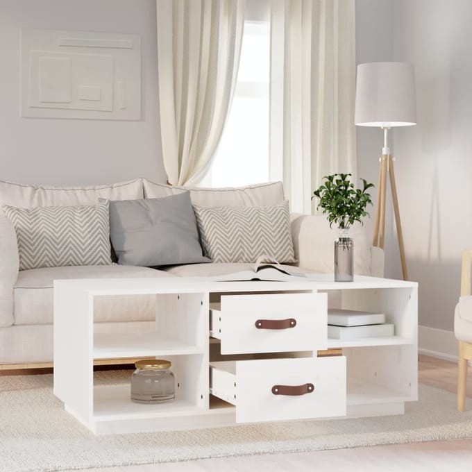 vidaXL - Salontafel - 100x50x41 - cm - massief - grenenhout - wit