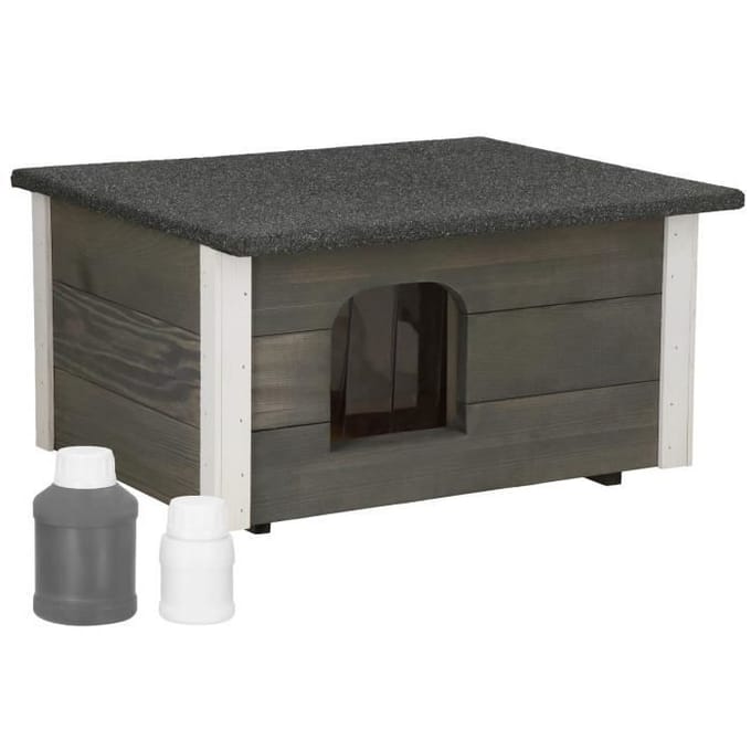 Springos Kattenhuis - Voor Buiten - Geïsoleerd - 56 x 46 x 39 cm - Grijs