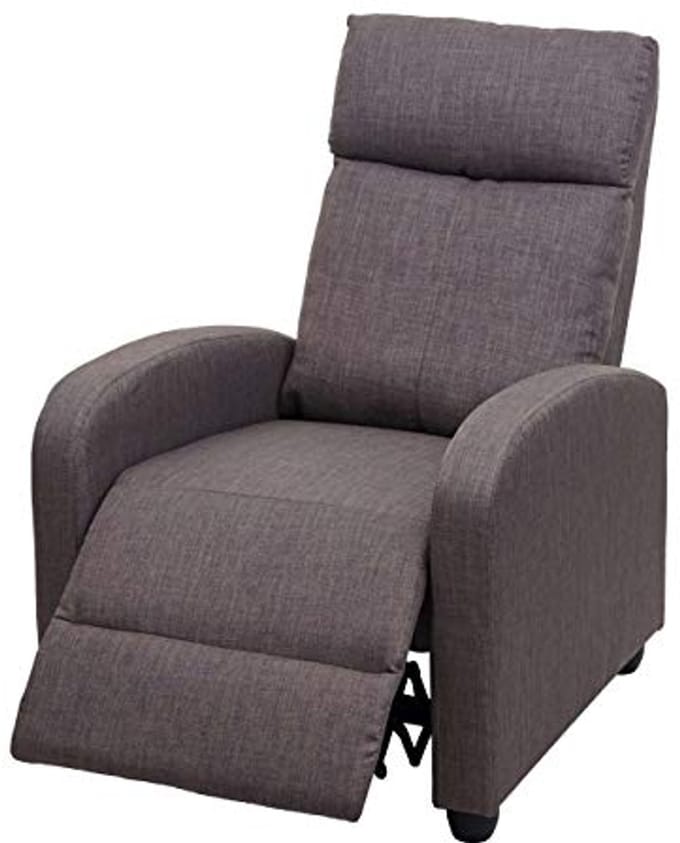 Comfortabele Relaxstoel met Verstelbare Rugleuning en Ligfunctie - Grijs-Bruin