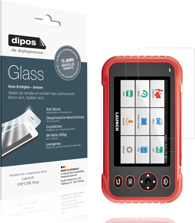 dipos – 2x Pantserfolie geschikt voor Launch CRP129E Plus | 9H Screenprotector