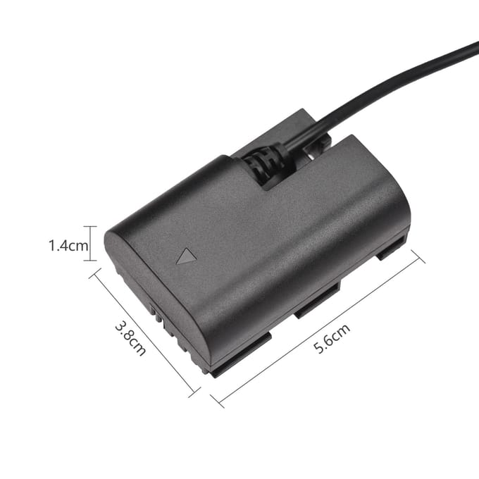PD USB TypeC-kabel naar DRE6 Dummy-batterij DC-koppeling LPE6N Vervanging voor Canon EOS 60D 70D 80D zwart