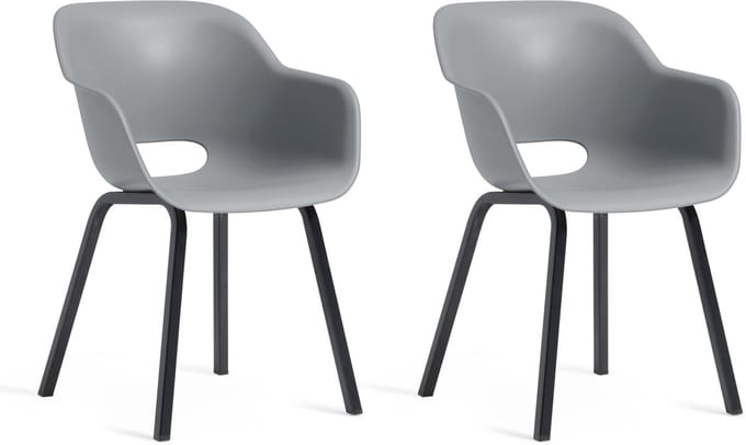 Keter Noa Tuinstoel - 2 stuks - 55x56,5x80cm - metalen frame - Grijs