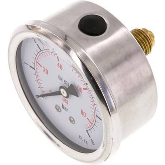0..6 Bar Glycerine Manometer Achteraansluiting RVS/Messing 63 mm Klasse 1.6 - ML0663SHG