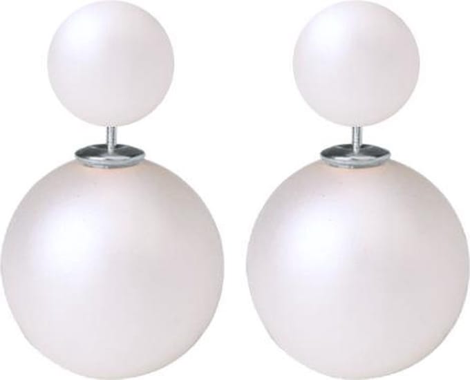 Fako Bijoux® - Oorbellen - Double Dots - Parel - Melkwit