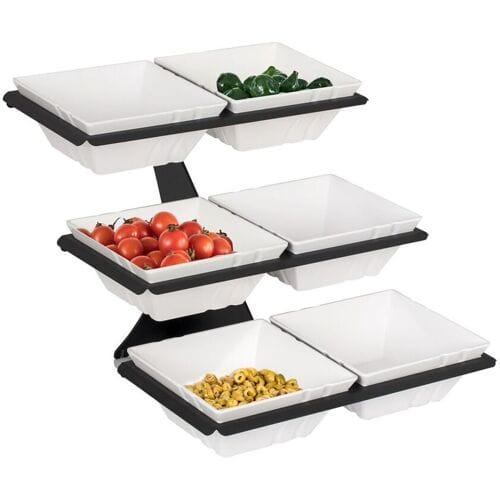 GGM Gastro Etagerie / Buffetständer - Schwarz - inkl. 6 Melaminschalen - eckig Zwart / Wit