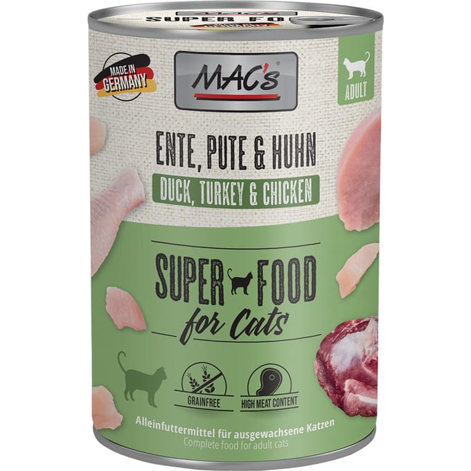 6 x 400 g Eend, Kalkoen & Kip MAC´s Cat Kattenvoer
