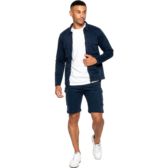 Enzo | Heren Cargo Trainingspak Met Korte Broek Set - Navy