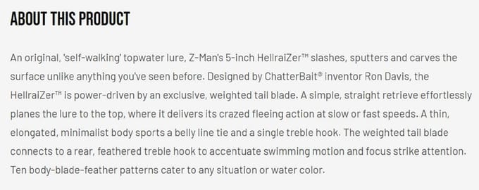 Zman Hell Raizer Tail Blade Leurre coulant de 4 pouces Ghost Shad (5530)
