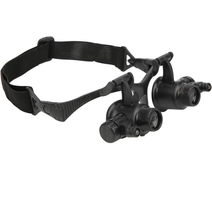 Loupe de bijouterie avec 2 LED et 8 lentilles interchangeables (10X, 15X, 20X, 25X)