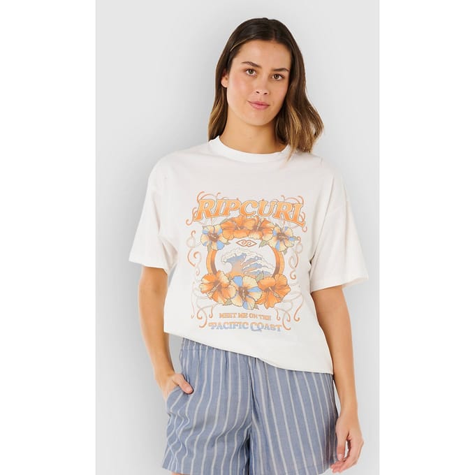 Rip Curl Pacific Coast Heritage T-shirt Met Korte Mouwen Wit M Vrouw
