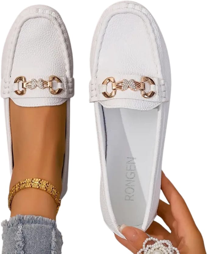 Livano Loafers Dames - Met Hak - Damesschoenen - Instappers - Wit - Maat 41