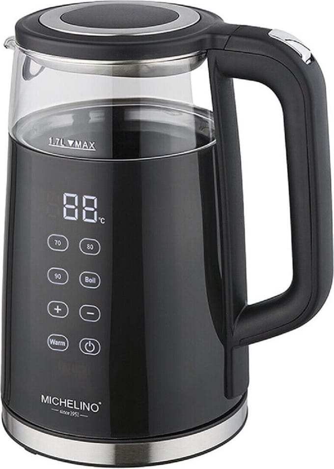 Michelino Digitale waterkoker 1,7L - Touchscreen zijkant - 2200W - Zwart