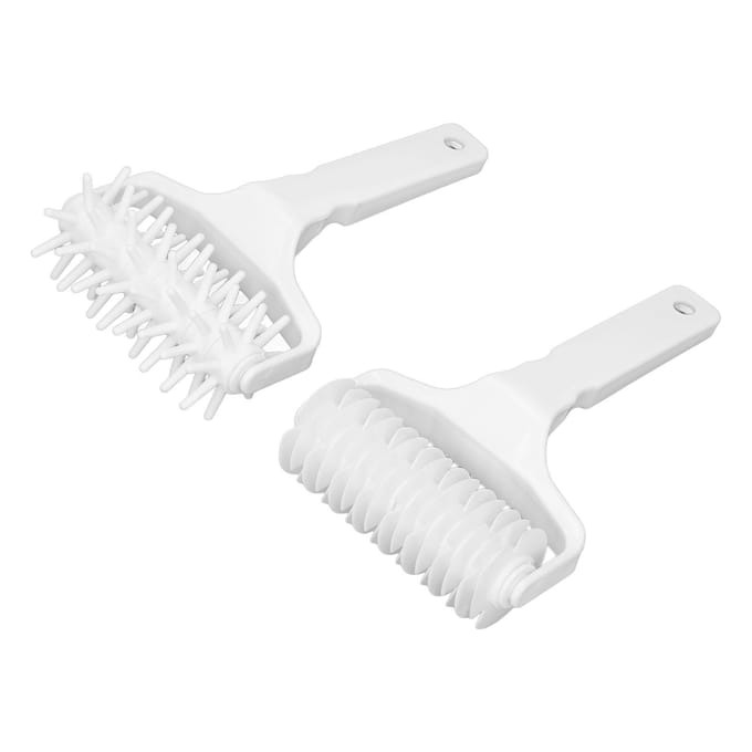 2 Stuks Pizza Deegroller Docker Plastic Korst Gatenmaker met Lange Handgreep voor Gebak Taart Koekjes white