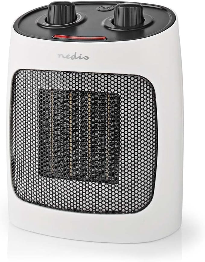 Keramische Ventilator - Compacte Kachel - Snelle Verwarming - Instelbare Thermostaat - 20 x 14.5 x 25 cm - Wit
