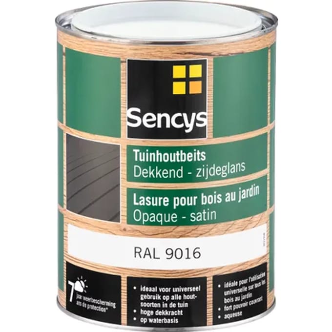 Sencys Tuinhoutbeits Dekkend Zijdeglans Ral9016 2,5l