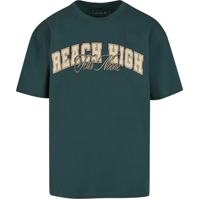 Mister Tee - Reach High Fear None Oversize Heren Tshirt - M - Donkergroen