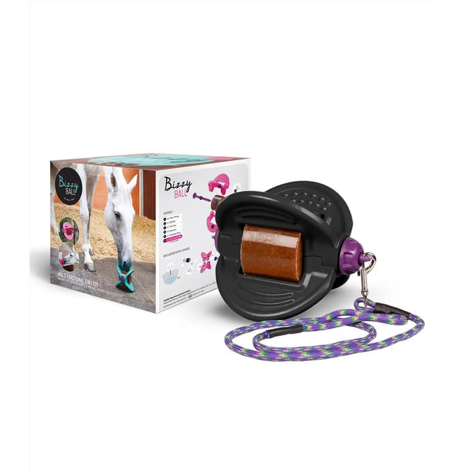 Bizzy Lick Bal - Liksteenhouder - Paardenspeelgoed - Zwart