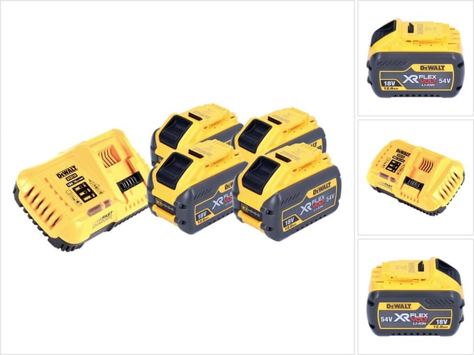 DeWalt DCB 118 Y4 accu starterset 18 V / 54 V 4x XR FLEXVOLT accu 12 Ah + oplader