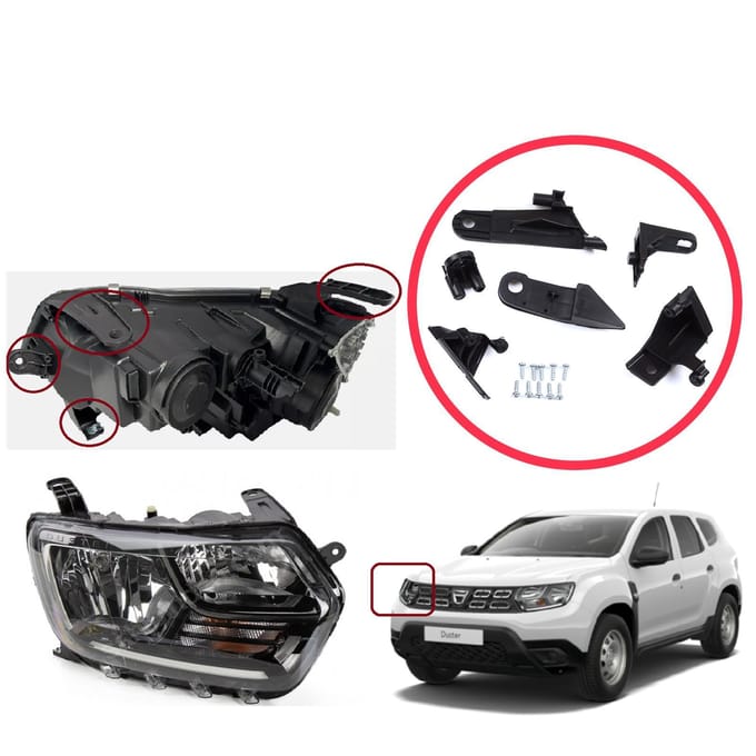 BHL565-2 Support de réparation de support de phare Ensemble d'onglets côté droit pour Dacia Renault Duster MK2 HM 2017-2024 260101133R