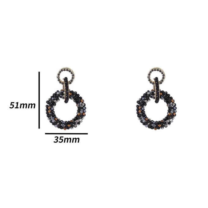 Day&Eve by Go Dutch Label Oorknoppen Open Cirkels Kralen Black