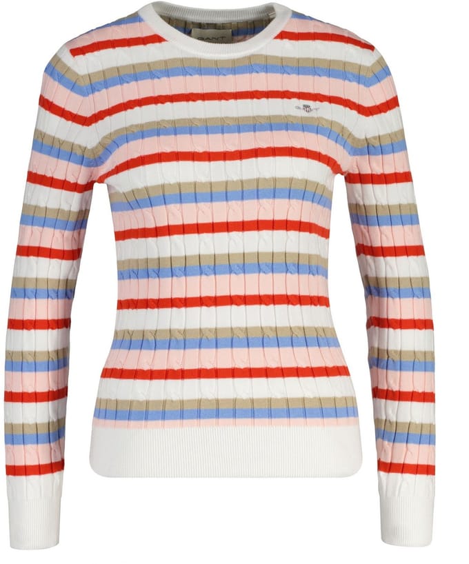 GANT Gebreide trui STRETCH COTTON CABLE STRIPE C-NECK
