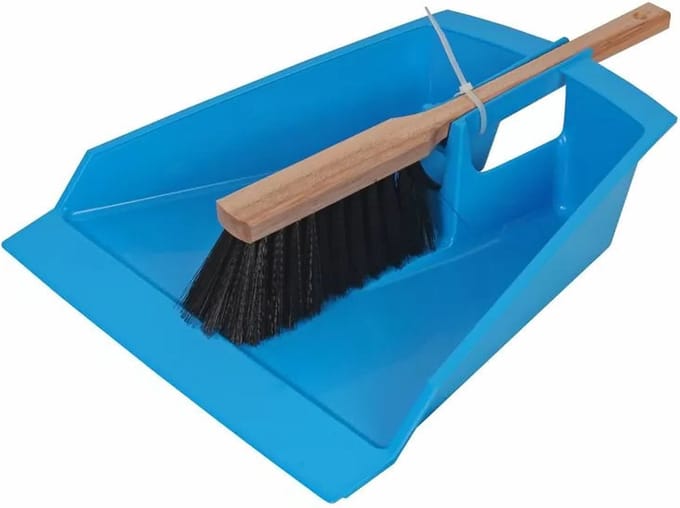 Talen tools - XXL Stoffer en blik blauw 43cm voor tuinafval/blad
