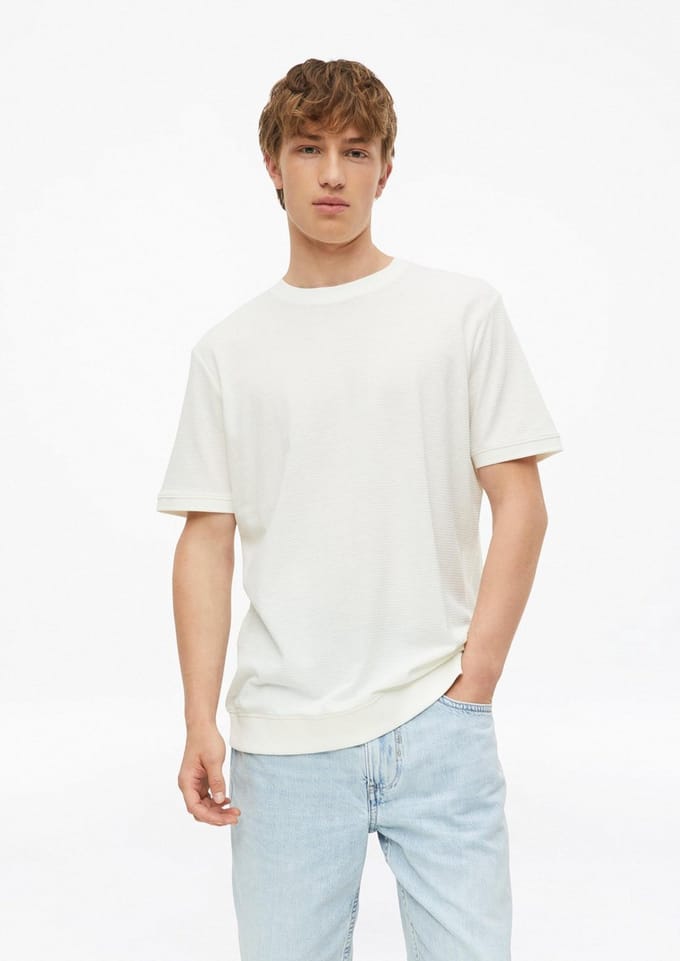 s.Oliver - male - Gestructureerd T-shirt met manchetten