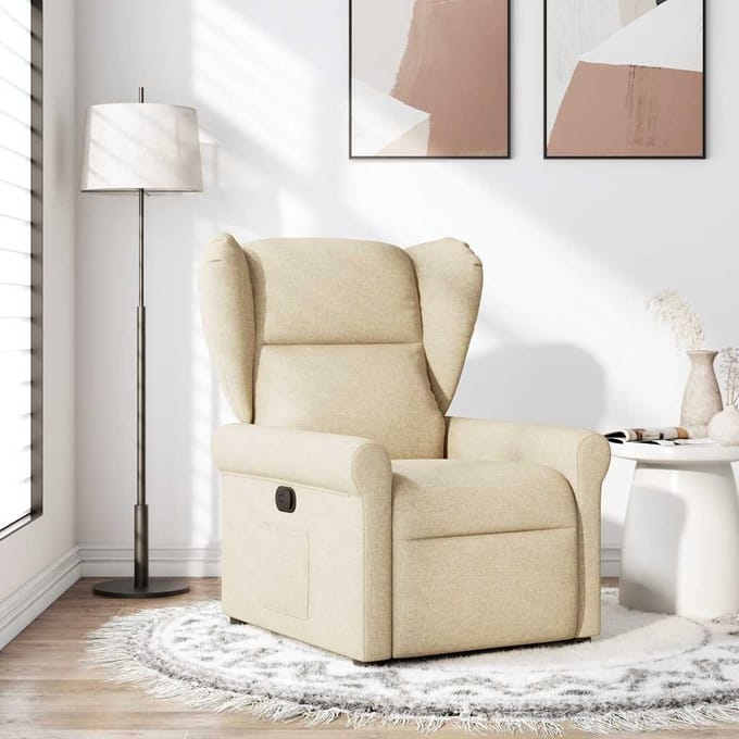vidaXL - Fauteuil - verstelbaar - stof - crèmekleurig
