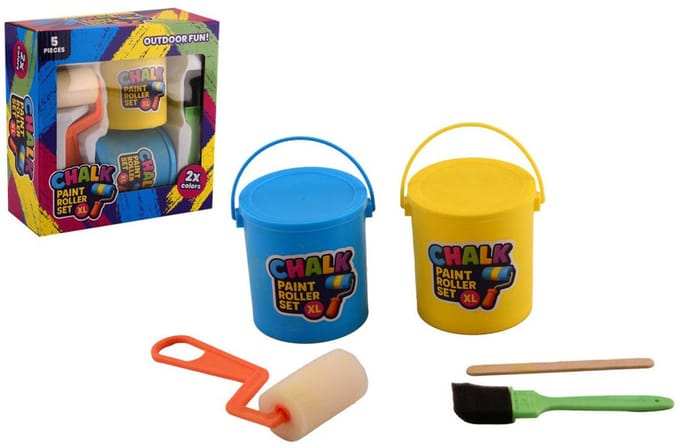 Jumbo Stoepkrijt Rollers, 2 Kleuren + kwast