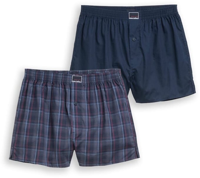 Tom Tailor - Boxershorts met ruitjesmotief in een 2-pack - Maat S/4 - blue-dark-check