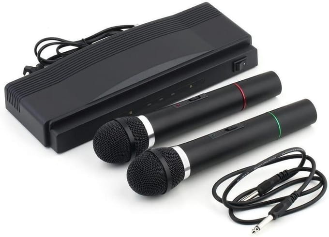 Draadloze Microfoon Set - Karaoke Microfoons - Feest Geluid - Dubbele Microfoons - 7 Meter Bereik - Zwart