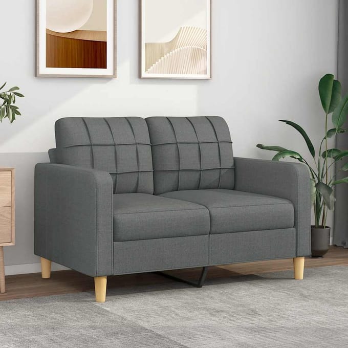 Vidaxl Bank 2-Persoons, Donkergrijs, 120 Cm, Bekleed met Stof