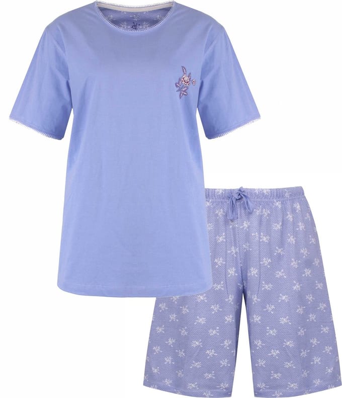 Tenderness Dames Shortama - Pyjama Set - Lavendel Lila - Maat S
