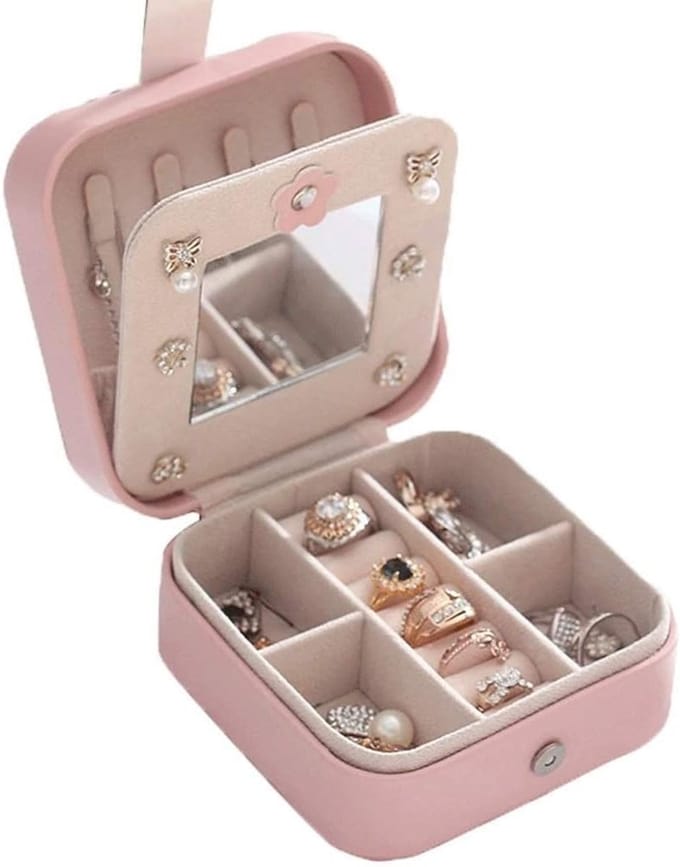 Sieradendoos - Juwelendoos Organizer - Sieraden Opbergen - Dubbele Laag - 11x11x6 cm - Roze