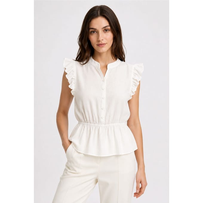 Gestructureerde Jacquard Peplum Blouse