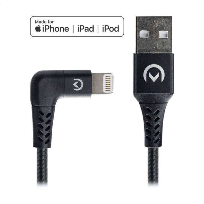 Mobilize Nylon Kabel Lightning 1.5 meter 12W Zwart