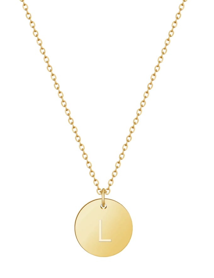 good.designs Ketting 18 K verguld met lettermunt L