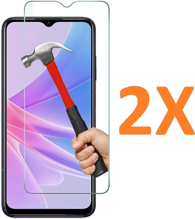 Screenprotector Glas - Tempered Glass Screen Protector Geschikt voor: Oppo A78 5G - 2x