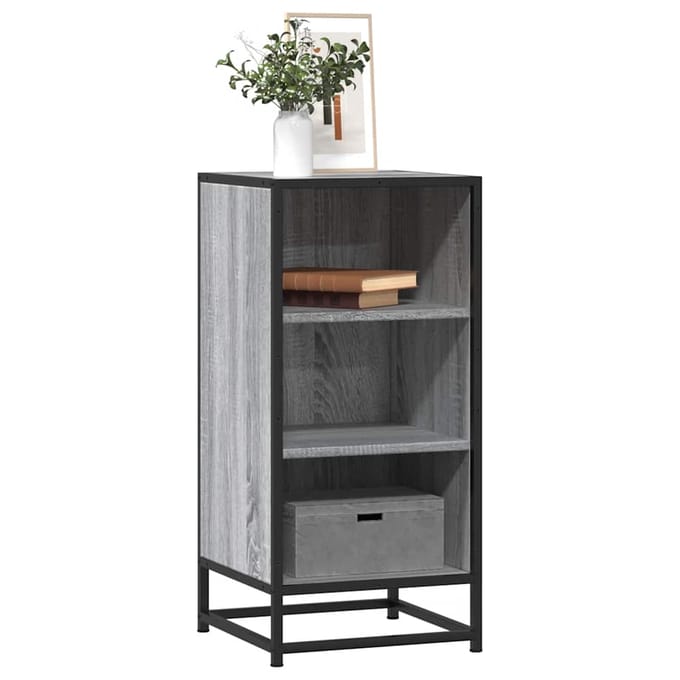 vidaXL - Dressoir - 35,5x35x76 - cm - bewerkt - hout - en - metaal - grijs - sonoma