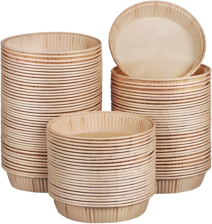 100 Stuks 10x2 cm Grote Mini Cakevormen van Papier voor Bakken, Quiche, Casserole en Mousse