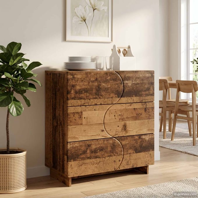 vidaXL - Dressoir - Oud - hout - 70 - x - 38 - x - 75 - cm - Bewerkt - hout