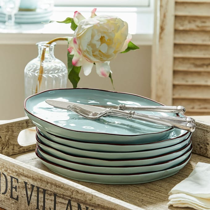 LOBERON Bord set van 6 Biarré turquoise