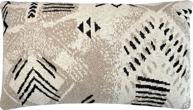 Funny block dye knitted cushion off white