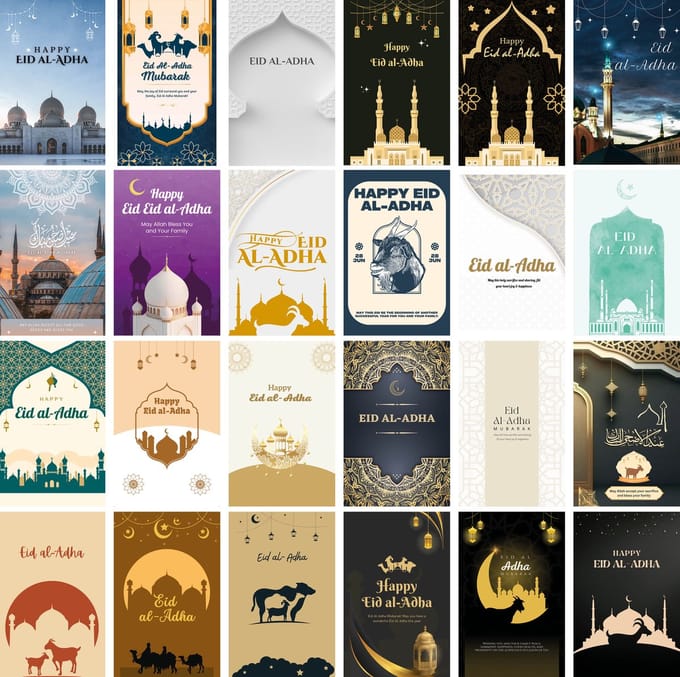 Huurdies 24x Gevouwen Eid Al-Adha met enveloppen