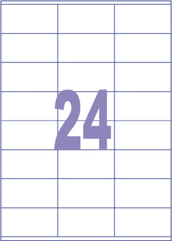 Kangaro etiketten - universeel - inkjet/laser/print - 70x36mm - 100 vel - 24 stickers per vel