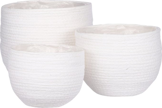 Mica Decorations Jorck Plantenmand - Set van 3 - H24 x Ø26 cm - Off White